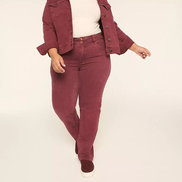 Lane Bryant Tighter Tummy Fit High-Rise Straight Jean - Burgundy NWT - Picture 3 of 6